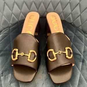 Gucci WOMEN'S SLIDE SANDAL WITH HORSEBIT 40 Black Mule